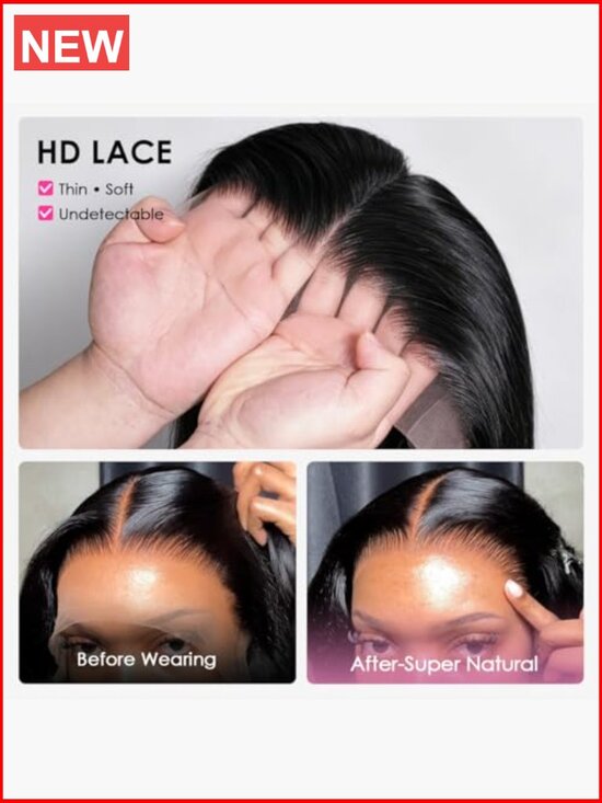 13x6 HD Transparent Lace Front Wig Human Hair 180 Density Body Wave Pre Plucked main image 5